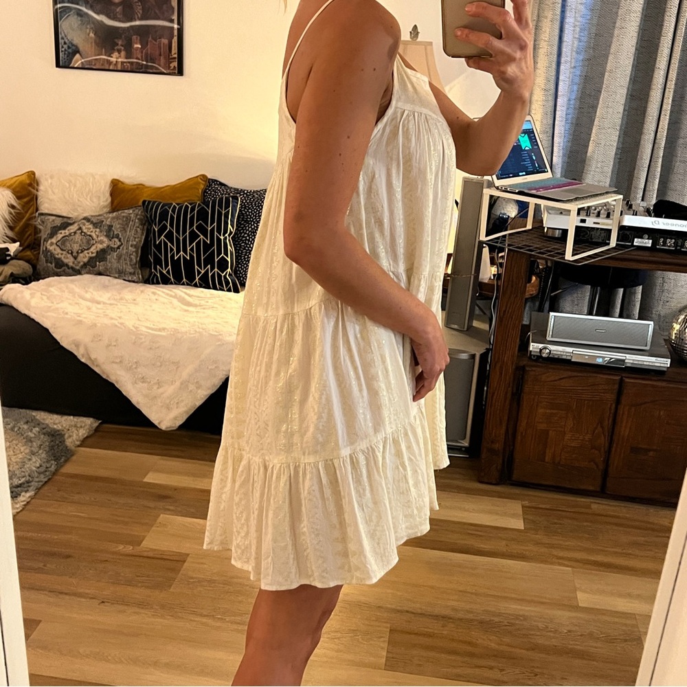Elan Cream Dress with Subtle Gold Accents - Picture 8 of 9